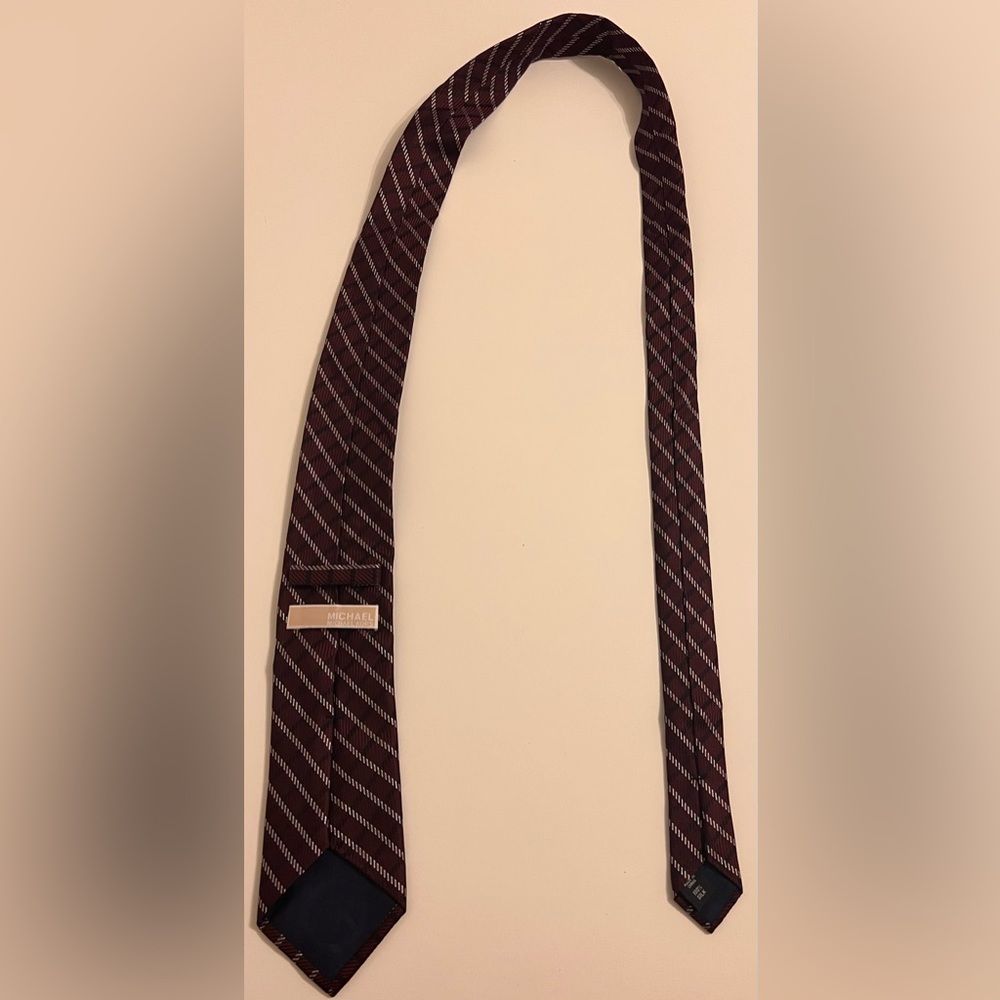 Michael Kors Brown and White Striped Tie